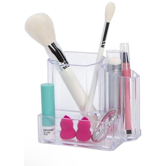 Makeup vanity brush holder| Clear Acrylic| desk or pencil holder - Picture 11 of 11
